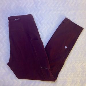 Lululemon Leggings Maroon 23” Pockets Size 4